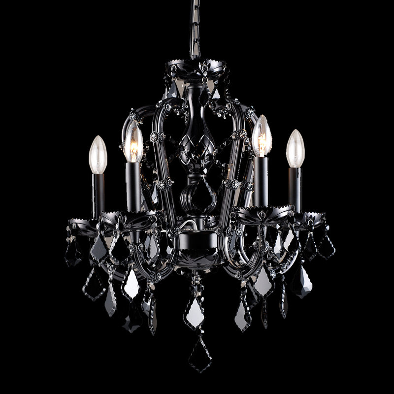 Lustre traditionnel / classique à 5 lumières de style bougie Winston, Noir