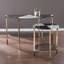  Table de bout ronde transitionnelle en bois et fer noir 24 po avec deux tablettes