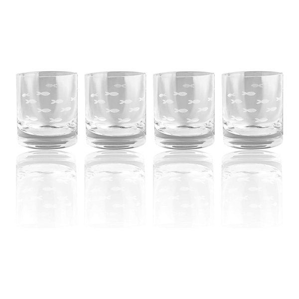 CITY CHIC Etched Stemless Wine Glasses Set of 4 Each Has Different Design  NEW