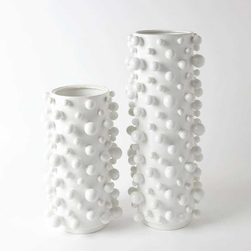 13.5" Ceramic Table Vase, Matte White