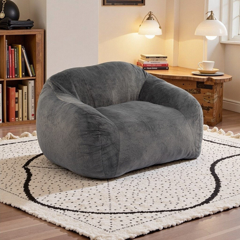 Fauteuil à billes de taille standard, fauteuil paresseux en fausse fourrure de qualité supérieure