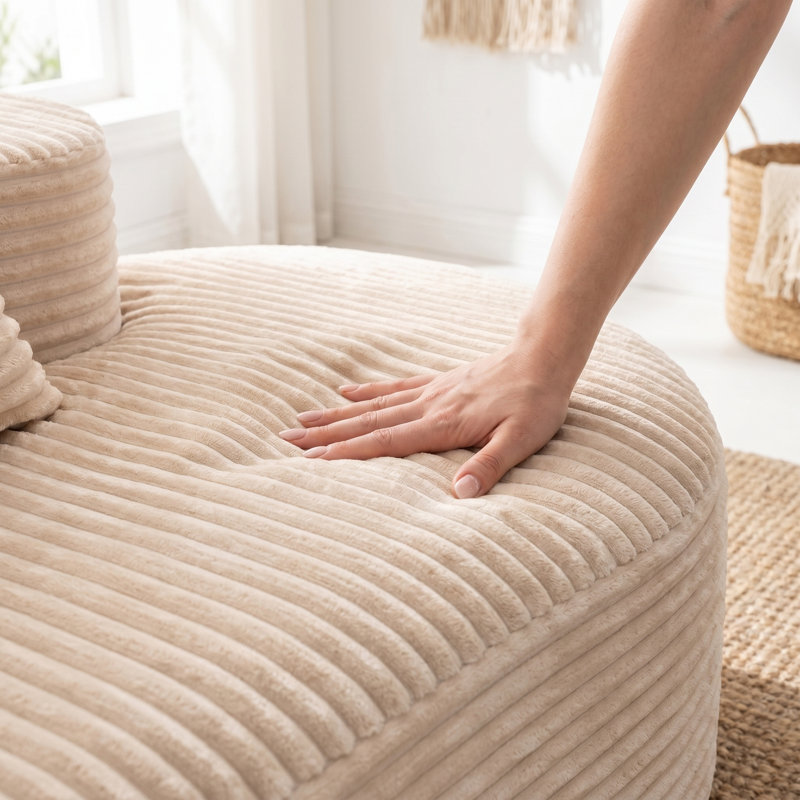 Canapé compressé de 110 pouces avec coussins lombaires, canapé rembourré à assise profonde pour le salon et la chambre à coucher