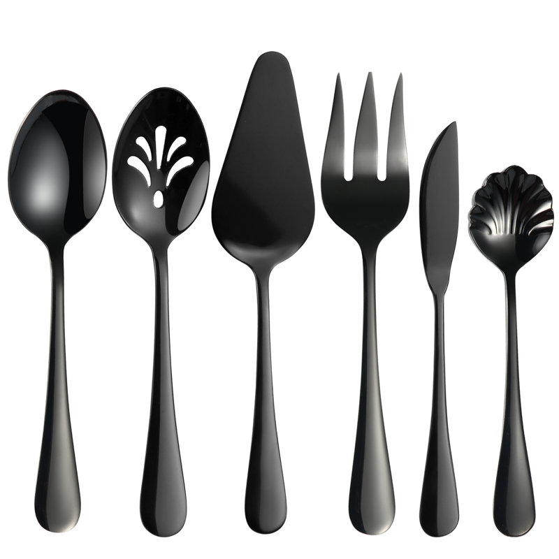 Mitzka 6 Piece Stainless Steel Hostess Set, Black