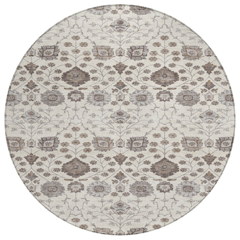 Selma Ivory Washable Indoor-Outdoor Rug - , 8' x 8'