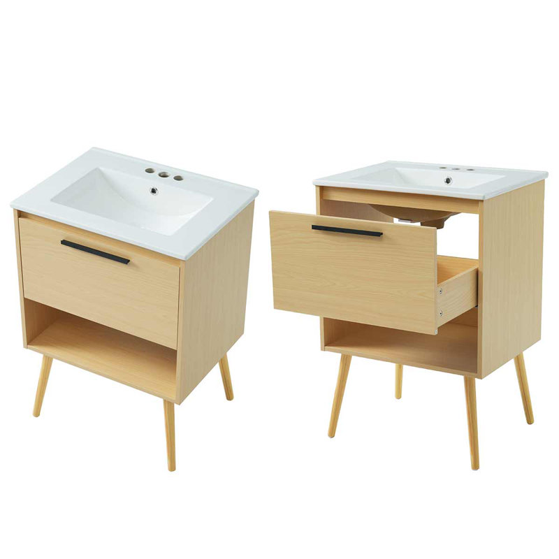Armoire de salle de bain 24 po avec lavabo en céramique 24 po avec tiroir