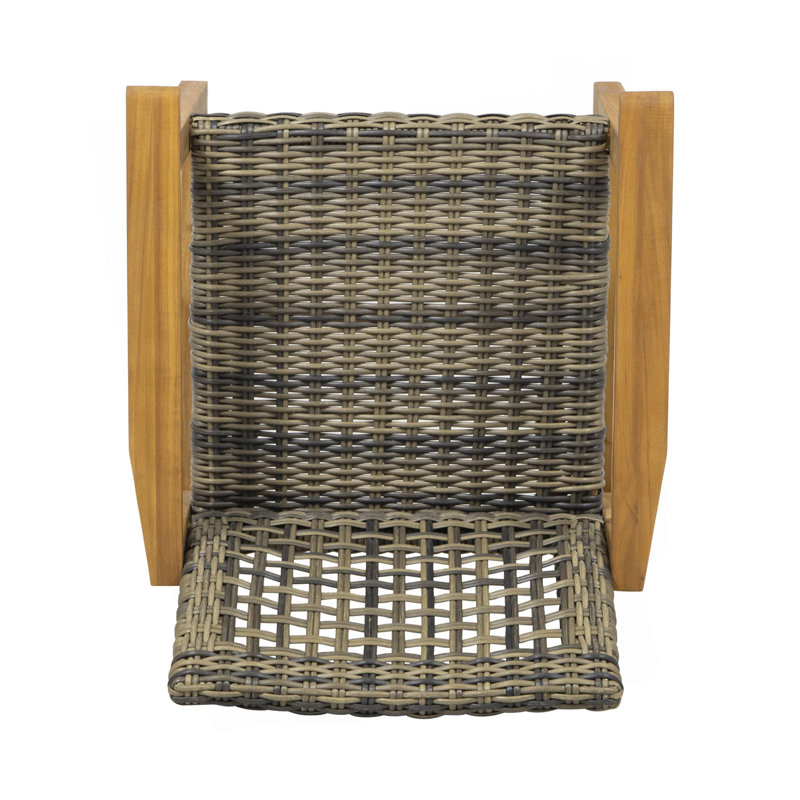 Patio Wood And Wicker Dining Chair( Set Of 2 ), Natural Stained