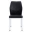 Mai de 4 chaises de salle à manger en polyuréthane noir à haute résilience avec pieds en métal argenté, conception à rayures verticales, bonne capacité de soulagement de la fatigue-121107599-121107600-121107603