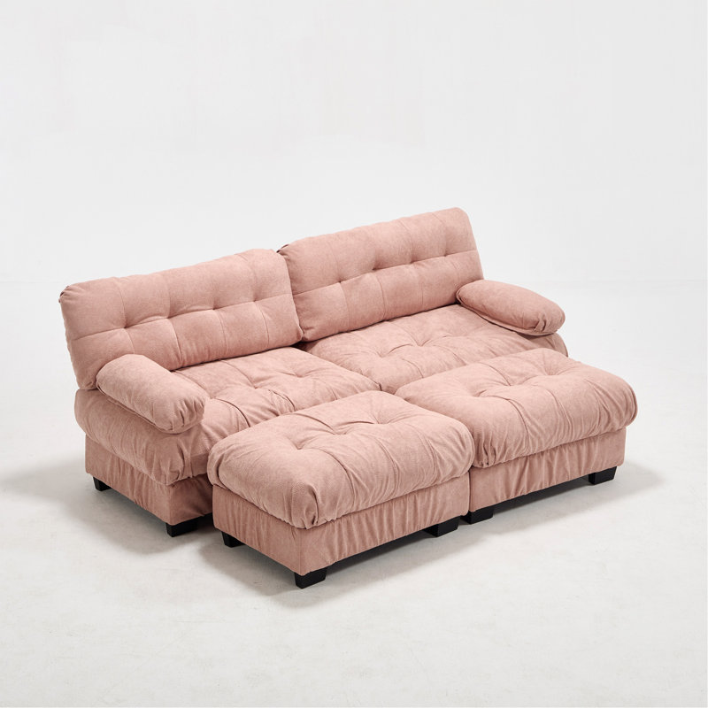 U Shaped Sectional Couches For Living Room,Modular Sectional Sofa Cloud Couch With Ottoman, Deep Seat Loveseat Comfy Advanced Flannelette Oversized Sofa, Modern Couch With Round Armrests 4 Pillows