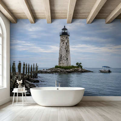 Peel and Stick Wallpaper Wall Mural New Point Comfort LIghthouse Virginia Wall Art Self Adhesive and Removable