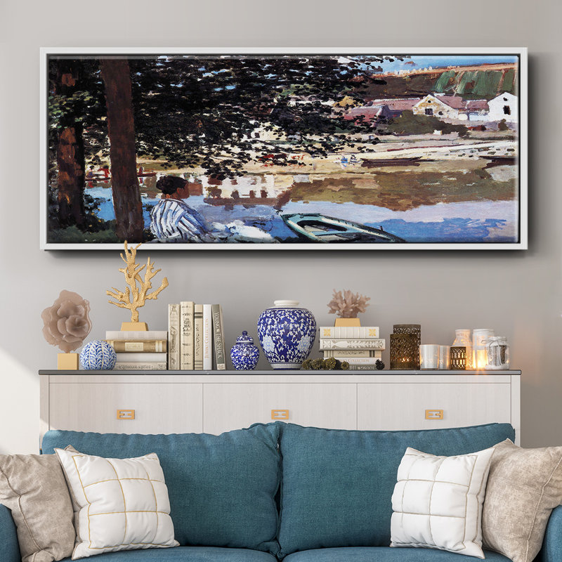 " Monet ", 24" H x 60" W x 1.5" D, White Floater Framed Canvas