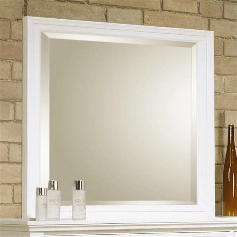 Miroir de commode biseauté traditionnel Barret, Blanc