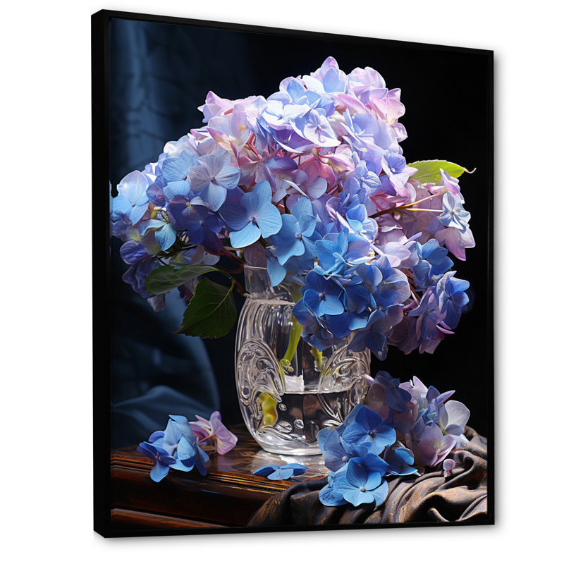 «Carlas Blue Mauve Hydrangea Enchanting Bouquet», reproduction d'art sur toile, H 40 po x l 30 po x P 1,5 po