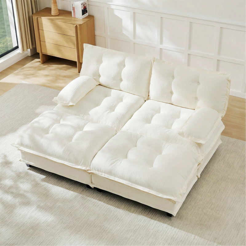 Canapé modulaire modulaire avec 2 repose-pieds pour une utilisation polyvalente, Beige