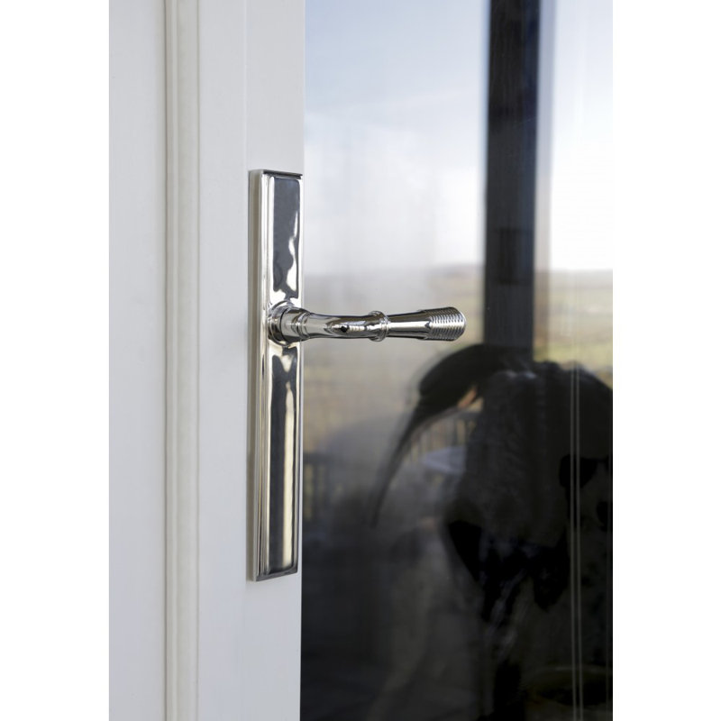 Reeded Slimline Lever Latch Set, Polished Nickel