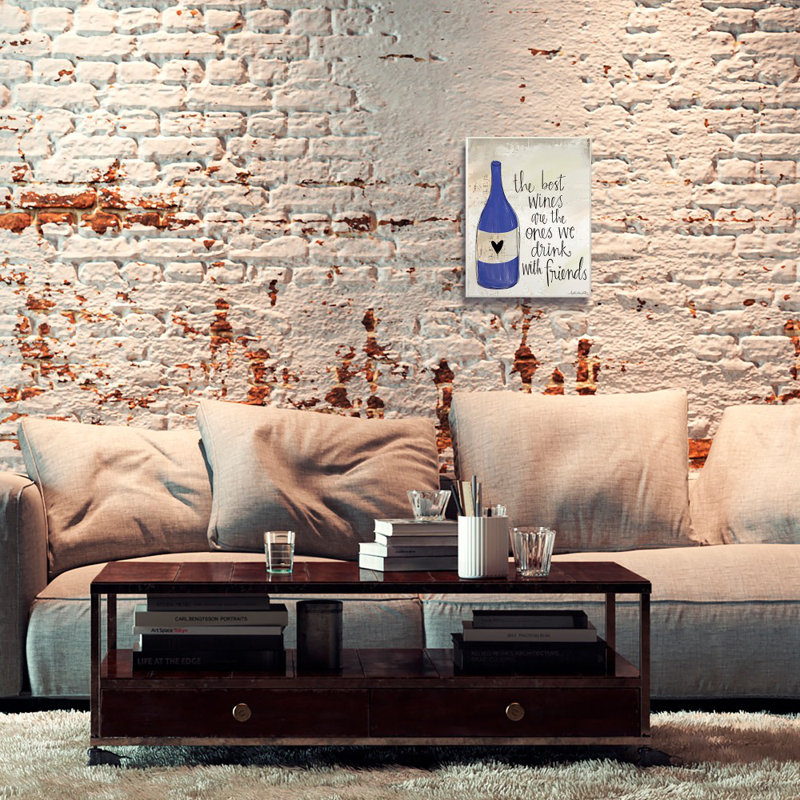 «Best Wines Are Drink With Friends», reproduction d'impression sur toile, Plaque de bois, H 18 po x l 12 po