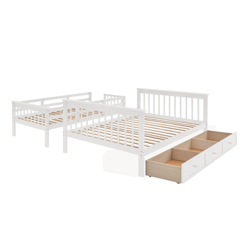 Lit superposé simple au-dessus d'un lit double avec tiroirs de rangement, structure de lit mezzanine en bois massif pour enfants et adultes