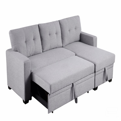 Convertible Upholstered Sectional Sofa with Pull-out Chaise
