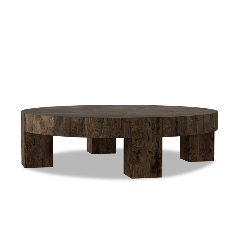 Table basse Abasso, H 15 po x l 42 po x P 42 po, Ebony Rustic Wormwood Oak