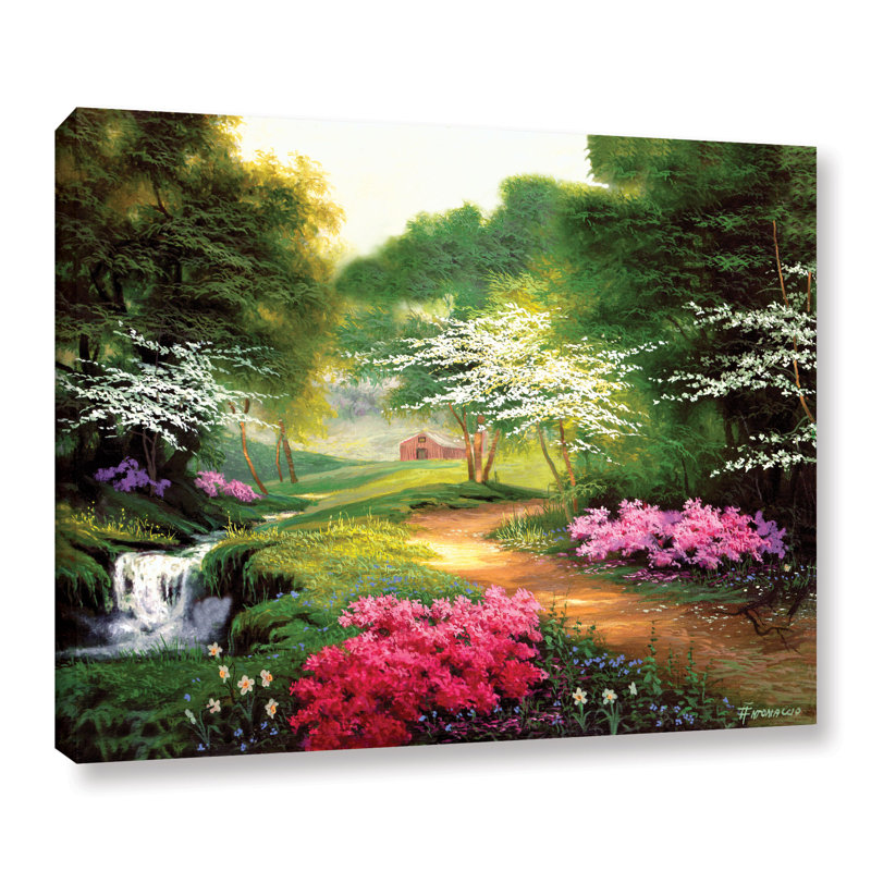 «Barn Path In Spring», reproduction d'art sur toile, H 24 po x l 32 po x P 2 po, Toile tendue