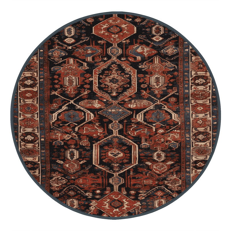 Machine Washable Turkish Brown Area Rug, Rond 6 pi