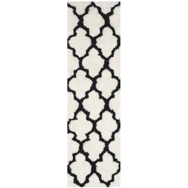 Tapis à poils longs touffeté à la main Rozanne, Tapis de couloir 2 pi 3 po x 8 pi