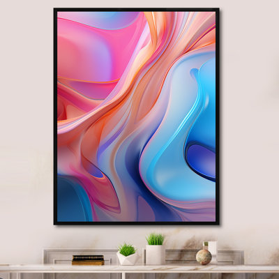 Art mural sur toile abstrait transitionnel bleu et rose II