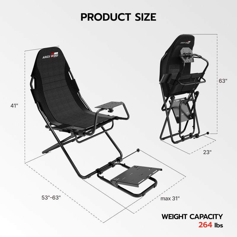 Foldable Racing Simulator Cockpit with Seat, Compatible with Fanatec, Thrustmaster, Logitech, Moza, PS5/PS4/Xbox/PC