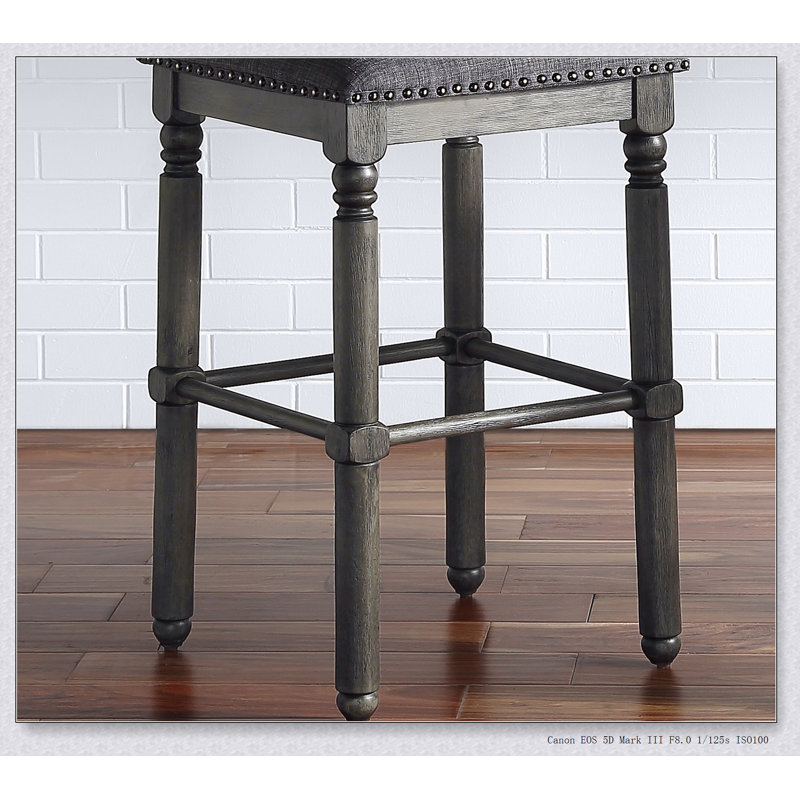Tabouret en bois Arnhem, ensemble de 2, Gris, Tabouret de comptoir (siège d'une hauteur de 24,2