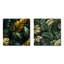 Feuille de bananier verte et jaune, motif tropical - ensemble de 2 collages carrés tropicaux-101855356-101855362