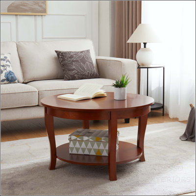 Table basse ronde en bois à 2 niveaux, taille compacte pour les petits espaces
