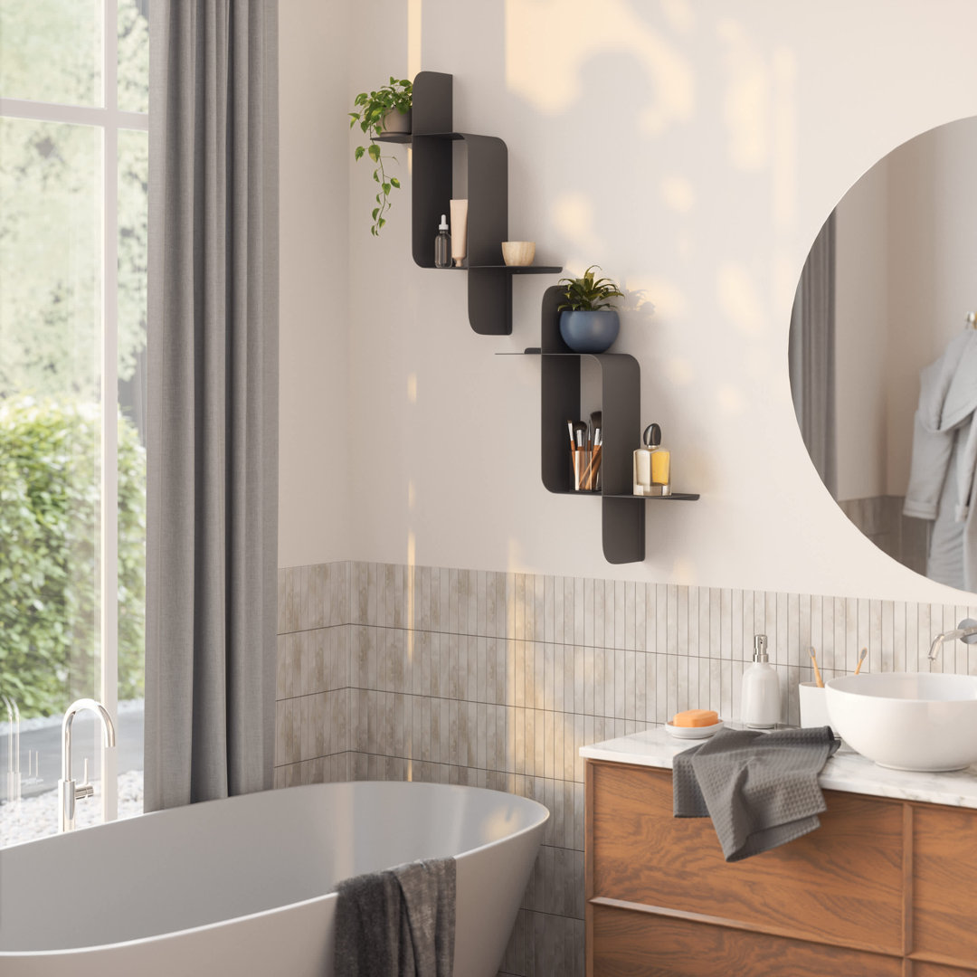 Montage Modern Wall-Mounted Floating Shelf - Set of 2