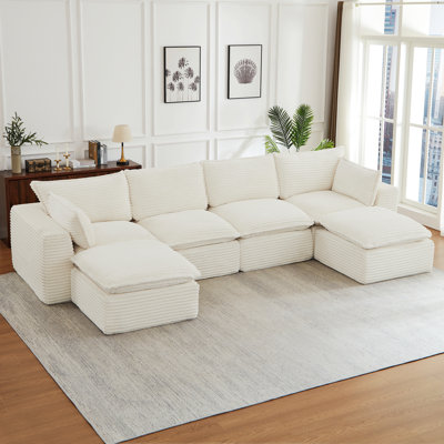 Sectional Couches, Convertible U-Shape Couch With Ottoman