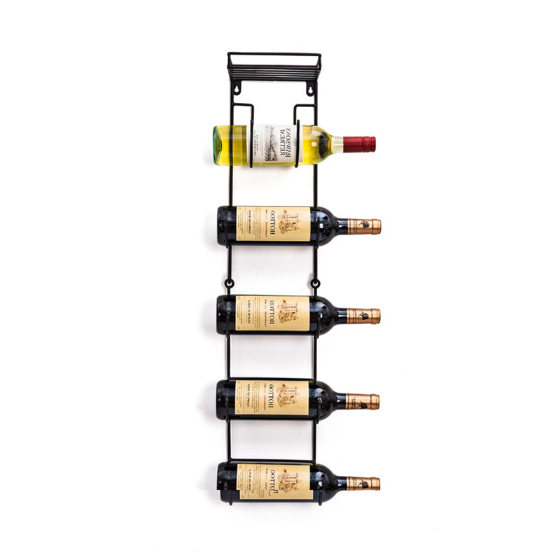 Patterson 5 Bottle Wall Mounted Wine Bottle Rack in Black