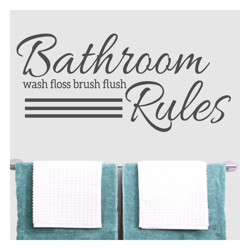 Décalcomanie murale règles de salle de bain, Gris foncé