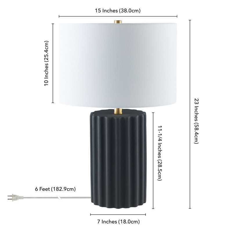 Seren 23" Tall Table Lamp with Fabric Shade, Black