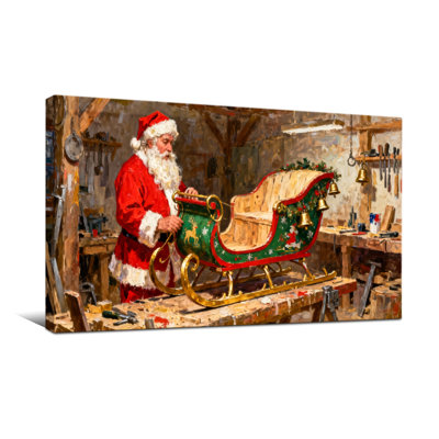 Christmas Santa Crafting Sleigh Workshop Scene