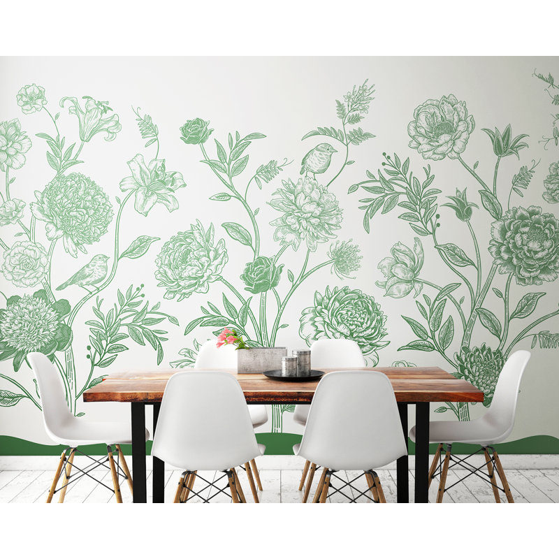 Murale verte Jacobean Rose Trail, Vert
