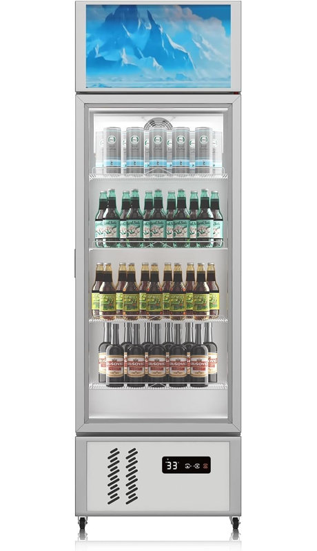 8 pieds cubes Pi. Réfrigérateur commercial pour boissons avec porte vitrée - Réfrigérateur de présentation pour la bière, les boissons gazeuses, les collations - Tablettes réglables, thermostat numérique, roulettes - idéal pour les bars, les cafés