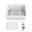 Évier de cuisine de petite ferme 24 po, évier de cuisine encastré en argile réfractaire simple blanc pour petit espace avec égouttoir et crépine