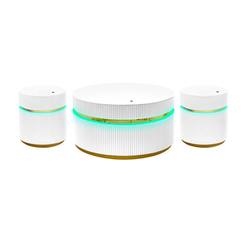 Tavita 3-Piece Round Coffee Table Set With Glass Top And LED Lights