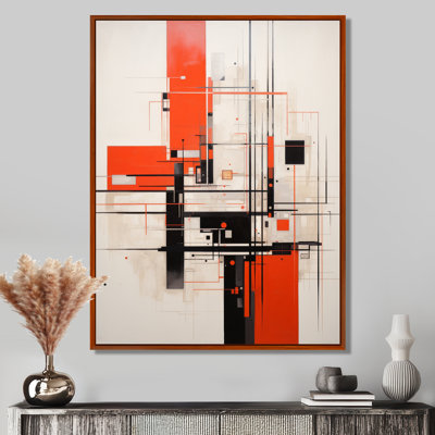 Rouge, noir, blanc, rétro, géométrie, impression d'art géométrique murale