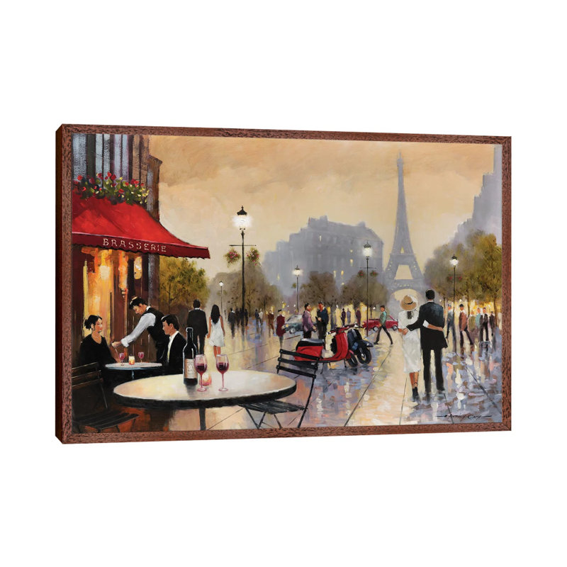 Paris Stroll by E.A. Orme - Painting on Canvas, Classic Brown Wood Framed, 66.04 cm H x 45.72 cm W