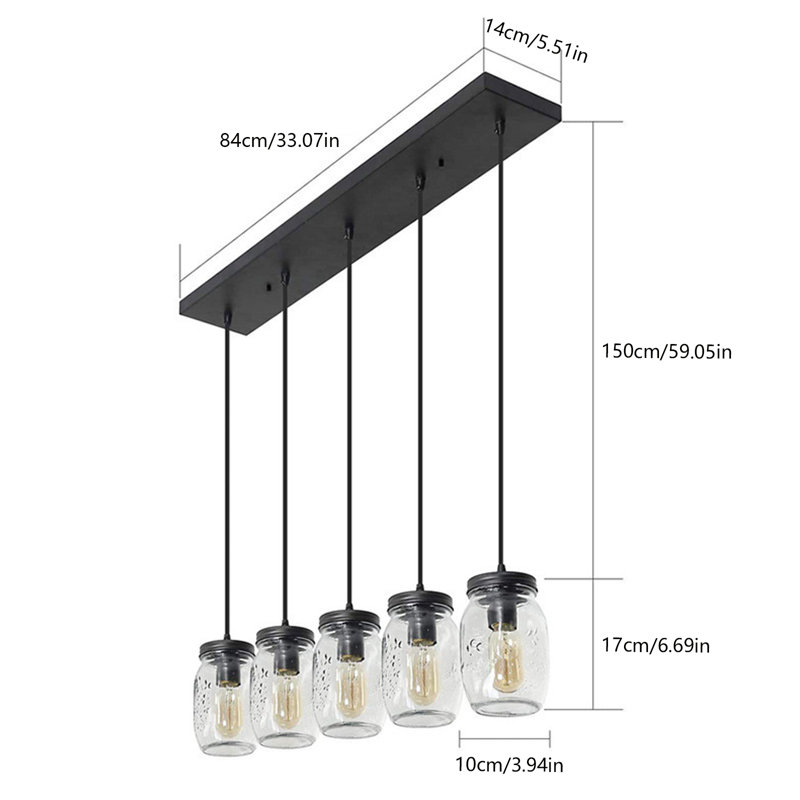 Olanda 5 - Light Black Kitchen Island Pendant