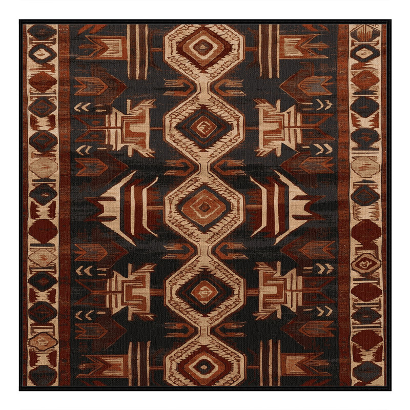 Tapis turc noir lavable à la machine, Carré 7 pi