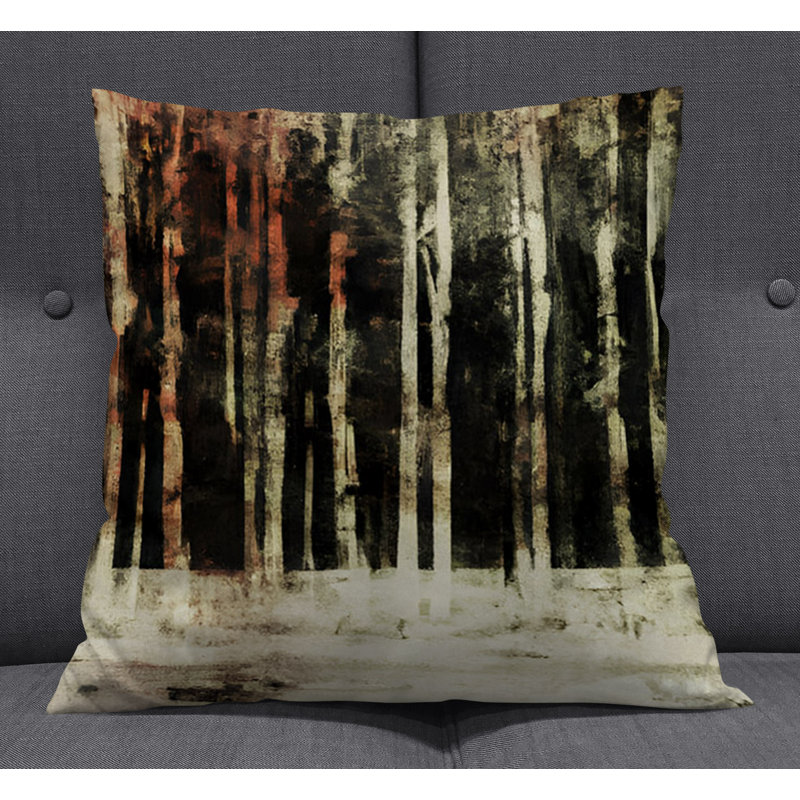 Throw Pillow With Insert, Black/Brown Striped/Abstract 2, 18"H x 18"W