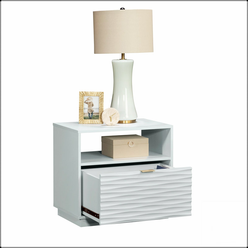 Table de chevet Coastal avec tiroir spacieux et tablette ouverte, design moderne pour un rangement et un style améliorés