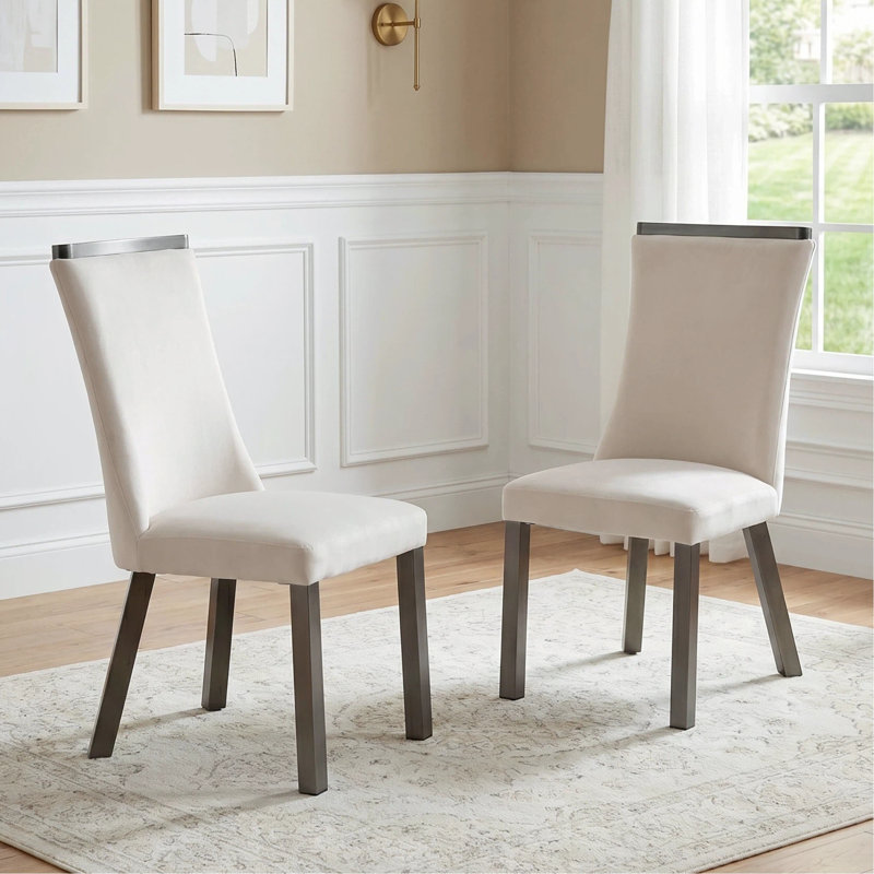 Chaises de salle à manger rembourrées blanches, tissu imperméable
