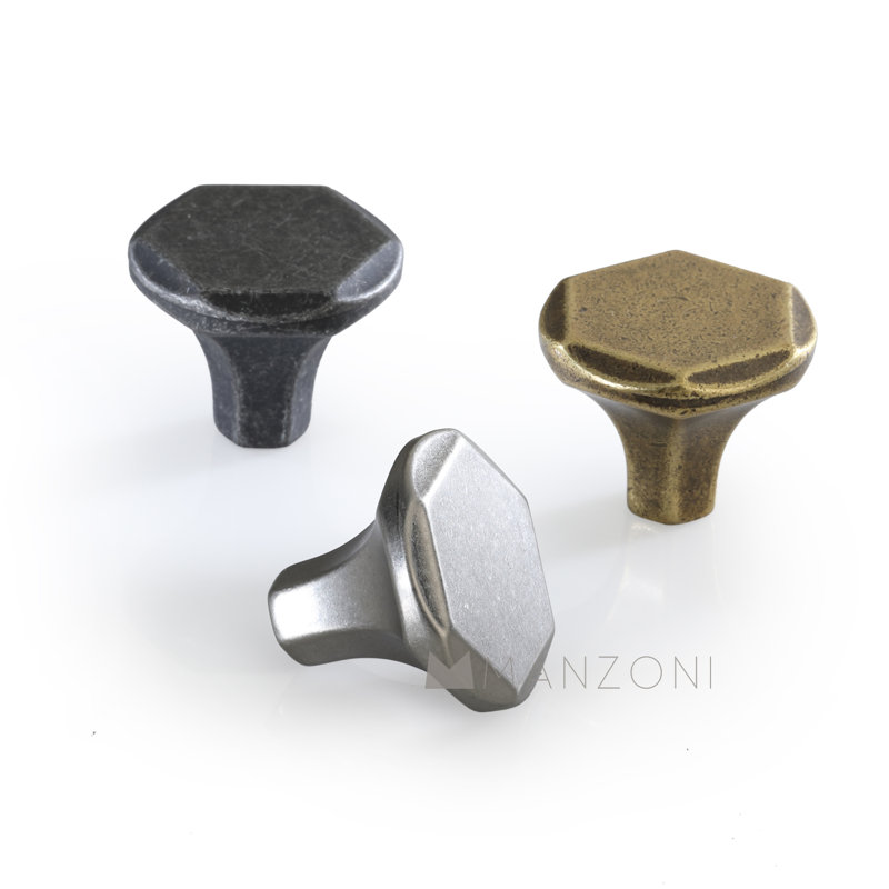 Parisian 1 3/16" Length Geometric Knob, Antique Florence