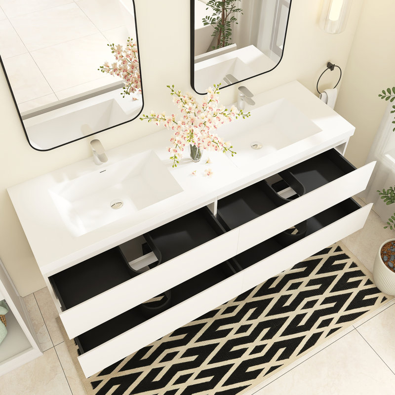 Ensemble de meuble-lavabo double 71 po Emit, Blanc