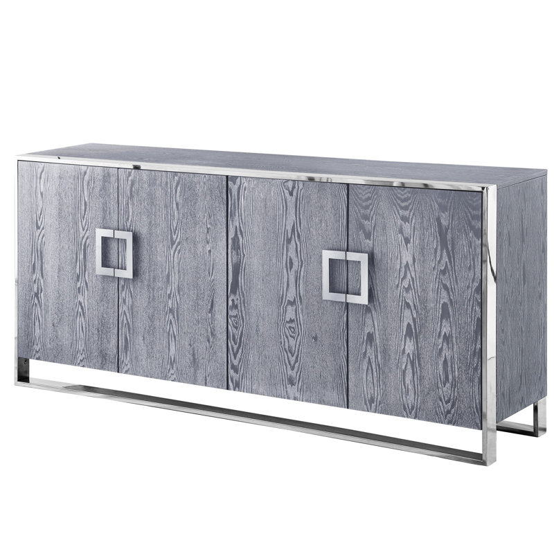 Buffet 71 po gris cendré 71 po avec quatre portes, Gris cendre